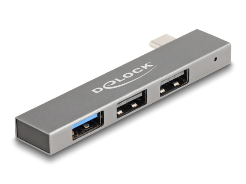 DELOCK USB hub 64274, 3x θυρών, 10Gbps, USB-C σύνδεση, γκρι