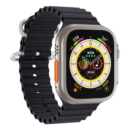 INTIME smartwatch 8 Ultra, 1.91", IP67, heart rate, ηχείο & mic, μαύρο