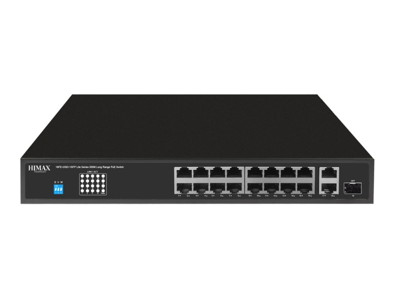 HIMAX PoE switch PS11602FE-L, 16x Ethernet PoE/2x Ethernet/2x SFP θύρες, έως 1000Mbps