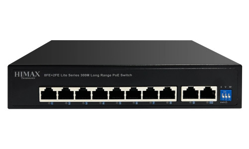 HIMAX PoE switch PS1802E-L, 8x Ethernet PoE & 2x Ethernet θύρες, έως 100Mbps