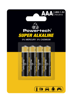 POWERTECH αλκαλικές μπαταρίες Super Alkaline PT-1213, AAA, 1.5V, 4τμχ