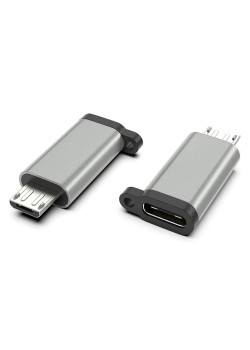 POWERTECH αντάπτορας Micro USB αρσενικό σε USB-C θηλυκό PTH-065, ασημί